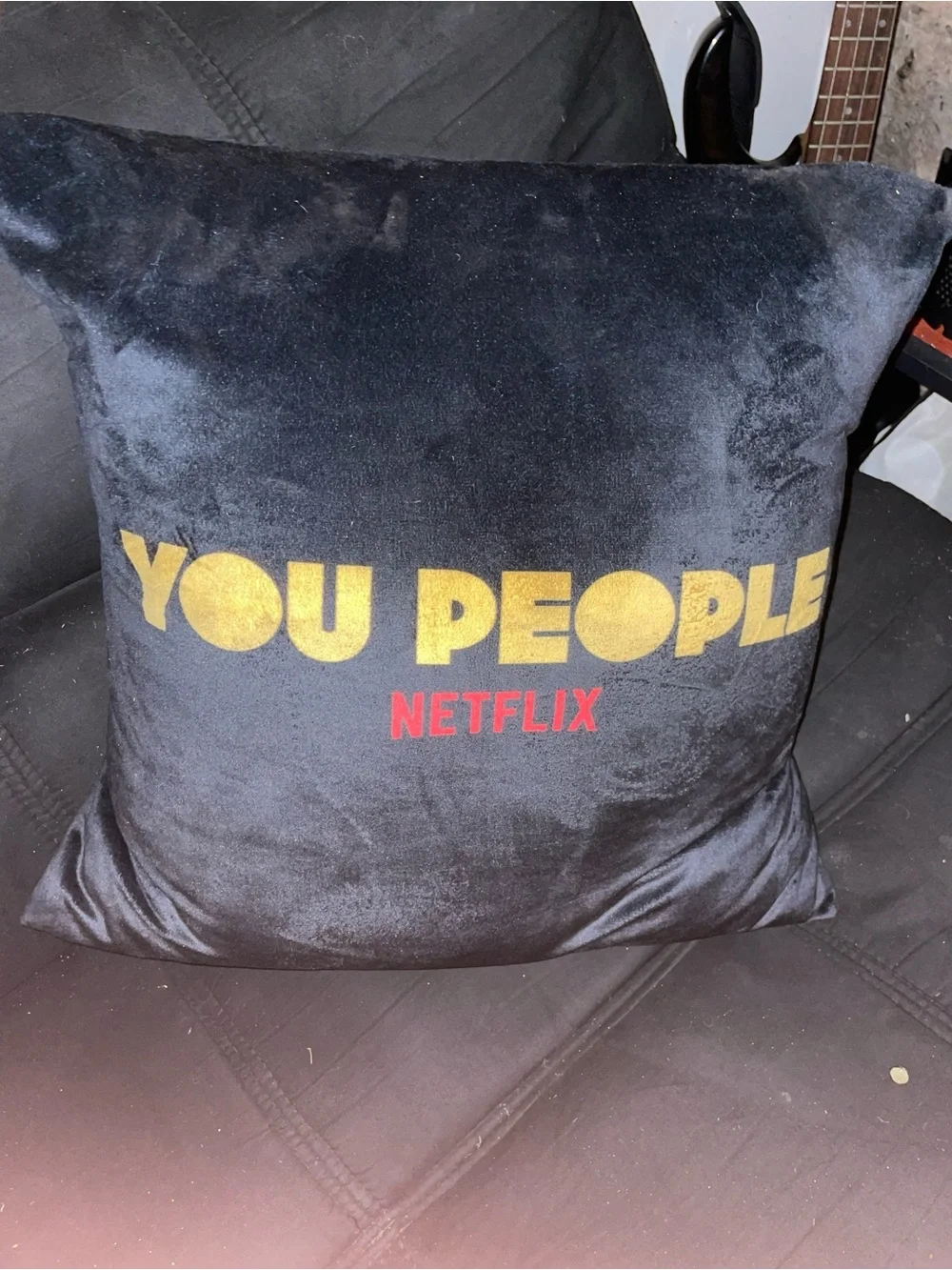 Netflix Black Pillow with Gold 